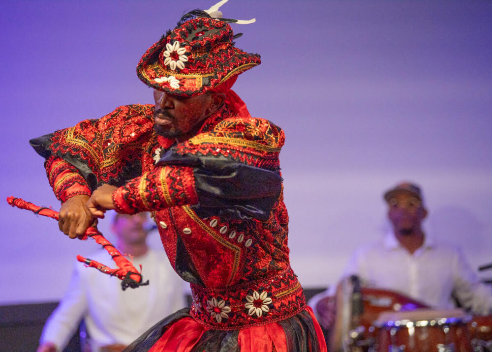 Alexander la Rosa (Elegua), with Sandy Perez on the Iya drum
