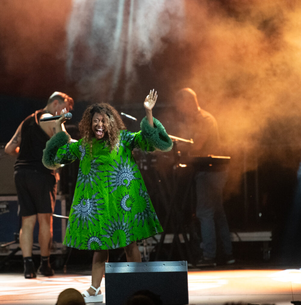 Nuits D'Afrique's other MC, Carmina Vanessa, feeling the vibe!