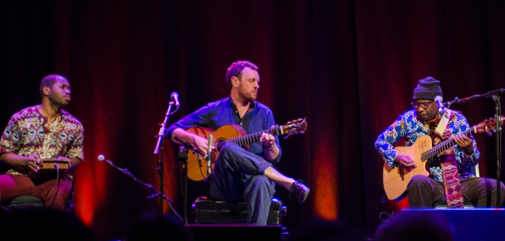 Habib Koite, Derek Gripper and Kinobe at the Sommerville Theater in Boston (Eyre)