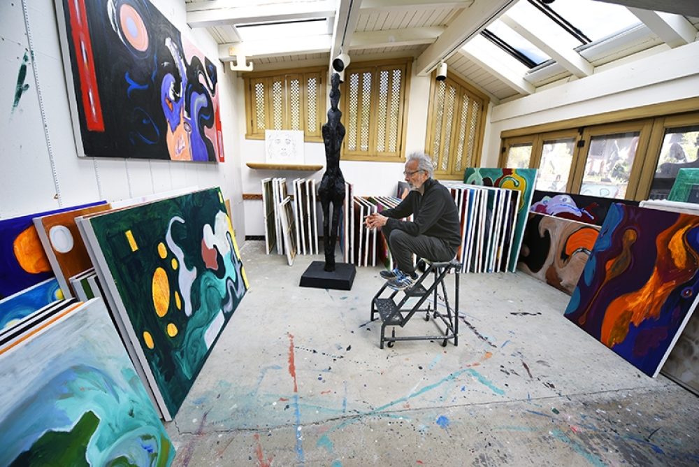 Herb at work in his art studio
