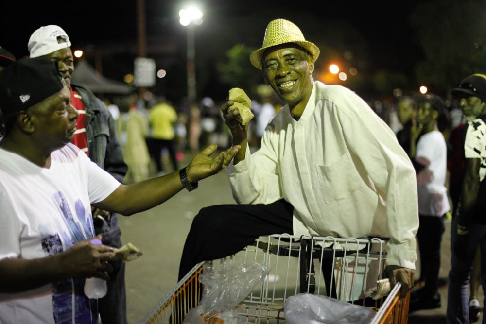 Nuts Landing, a comedian and nut seller on the drag