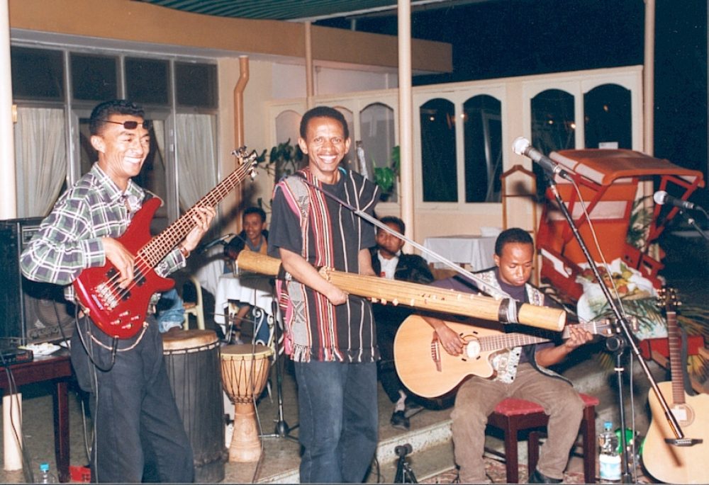 Rajery with the late, great Malagasy bass player Johnny Zafimahery, who died in July, 2025